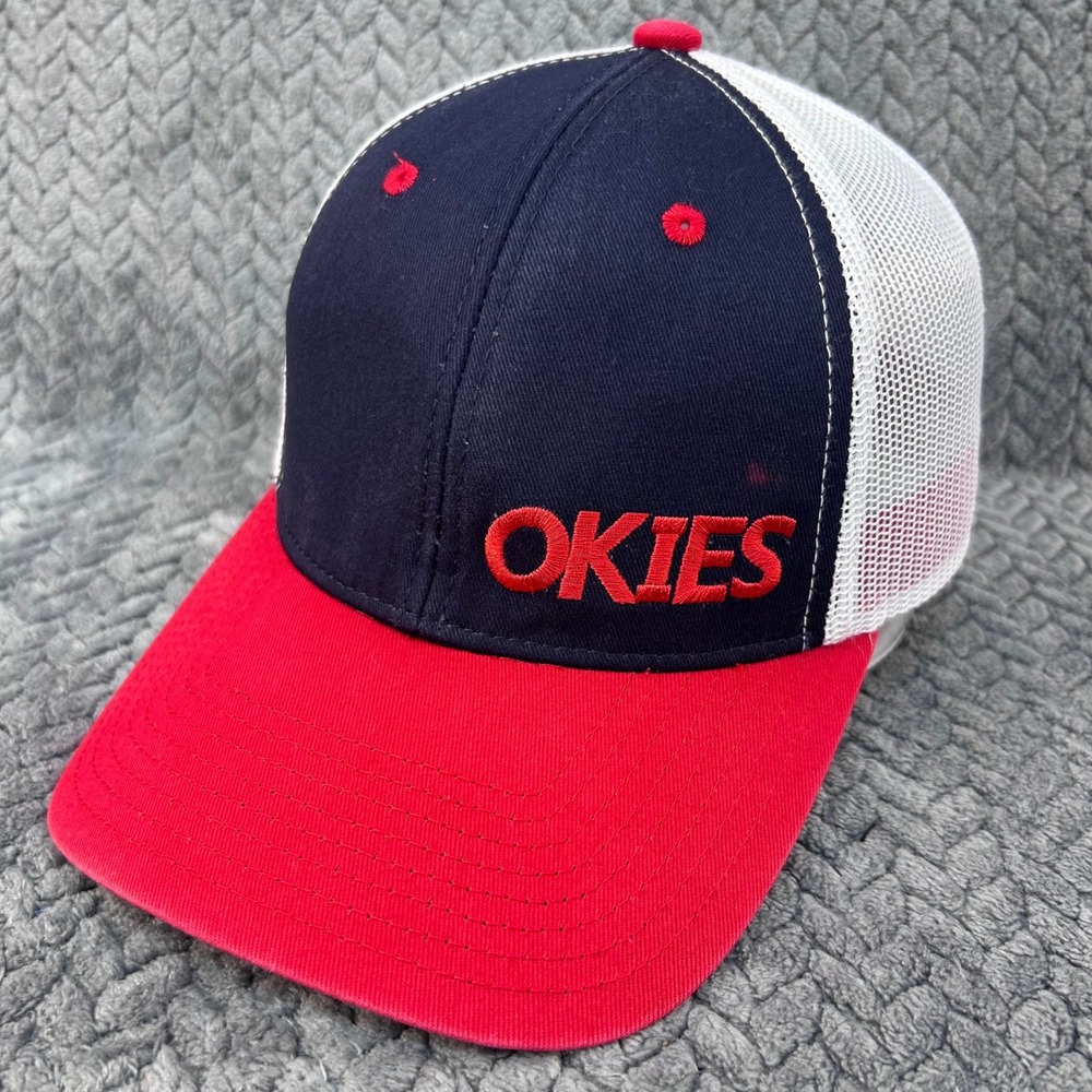 Okies Mens Red Navy White Richardson Trucker‎ Hat Ponca City Refinery OSFM